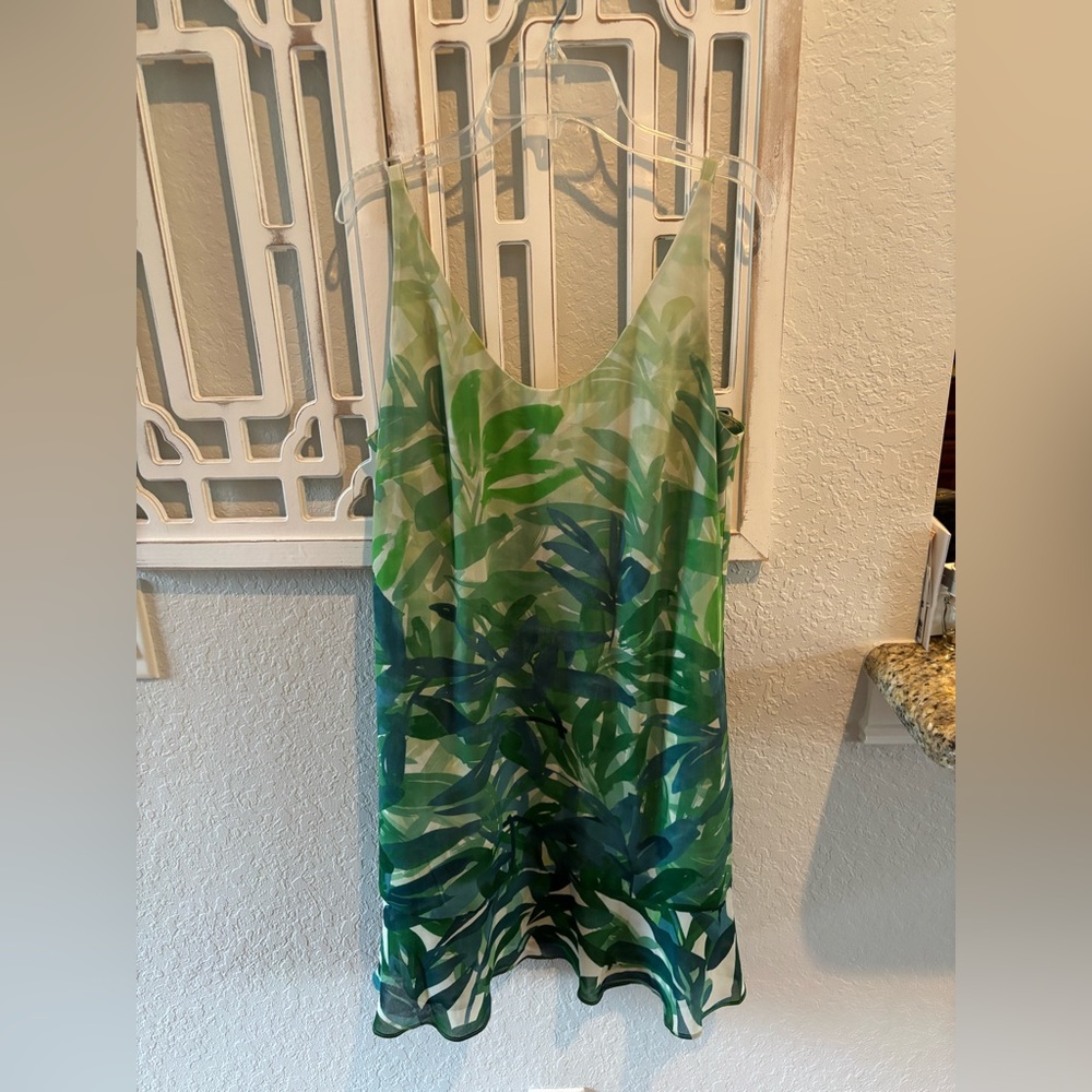 CAbi Green Spaghetti Strap Resort Tank Top